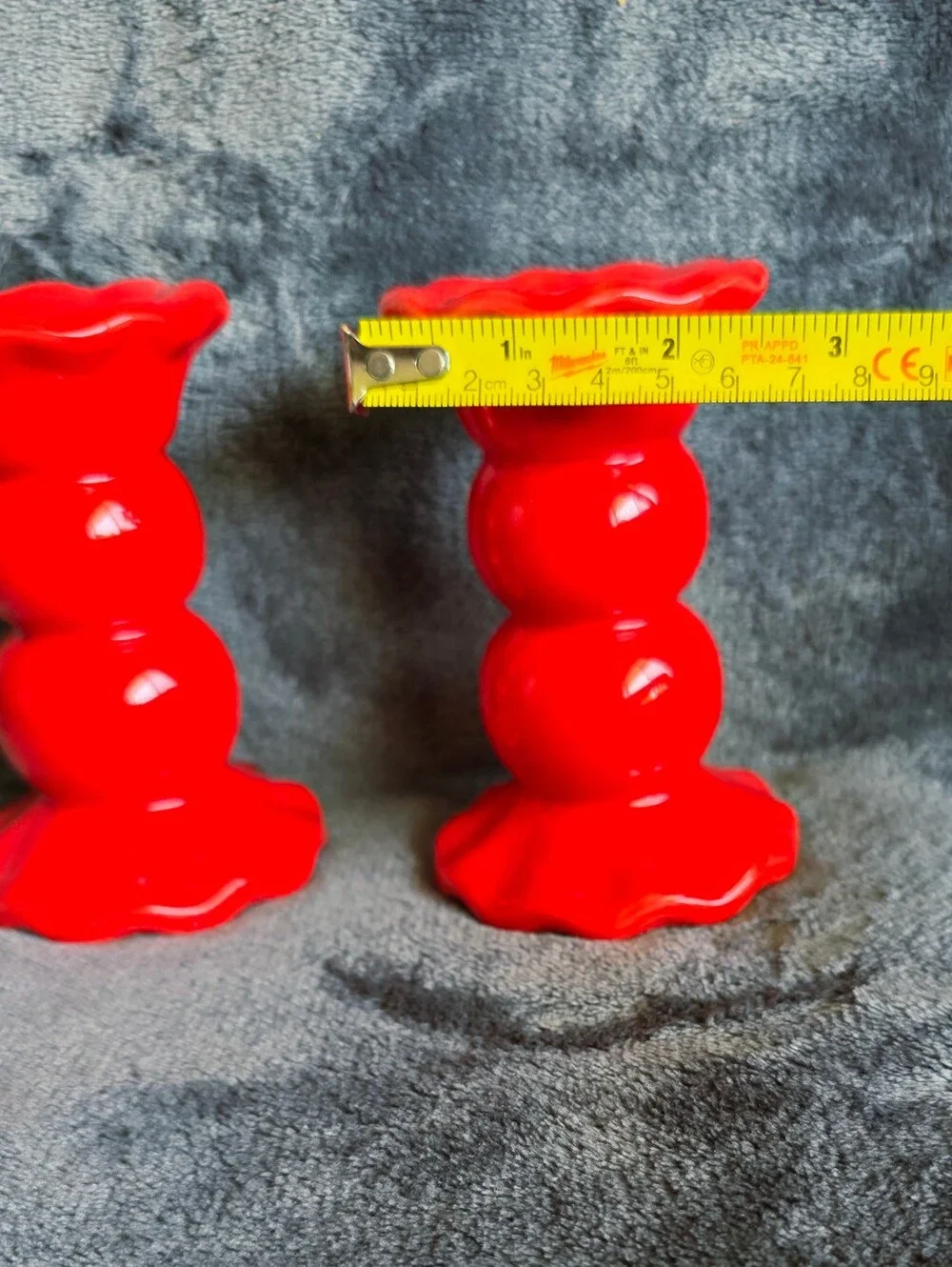 Bundle of 2 new Taper Candle Holder, Red 4.5